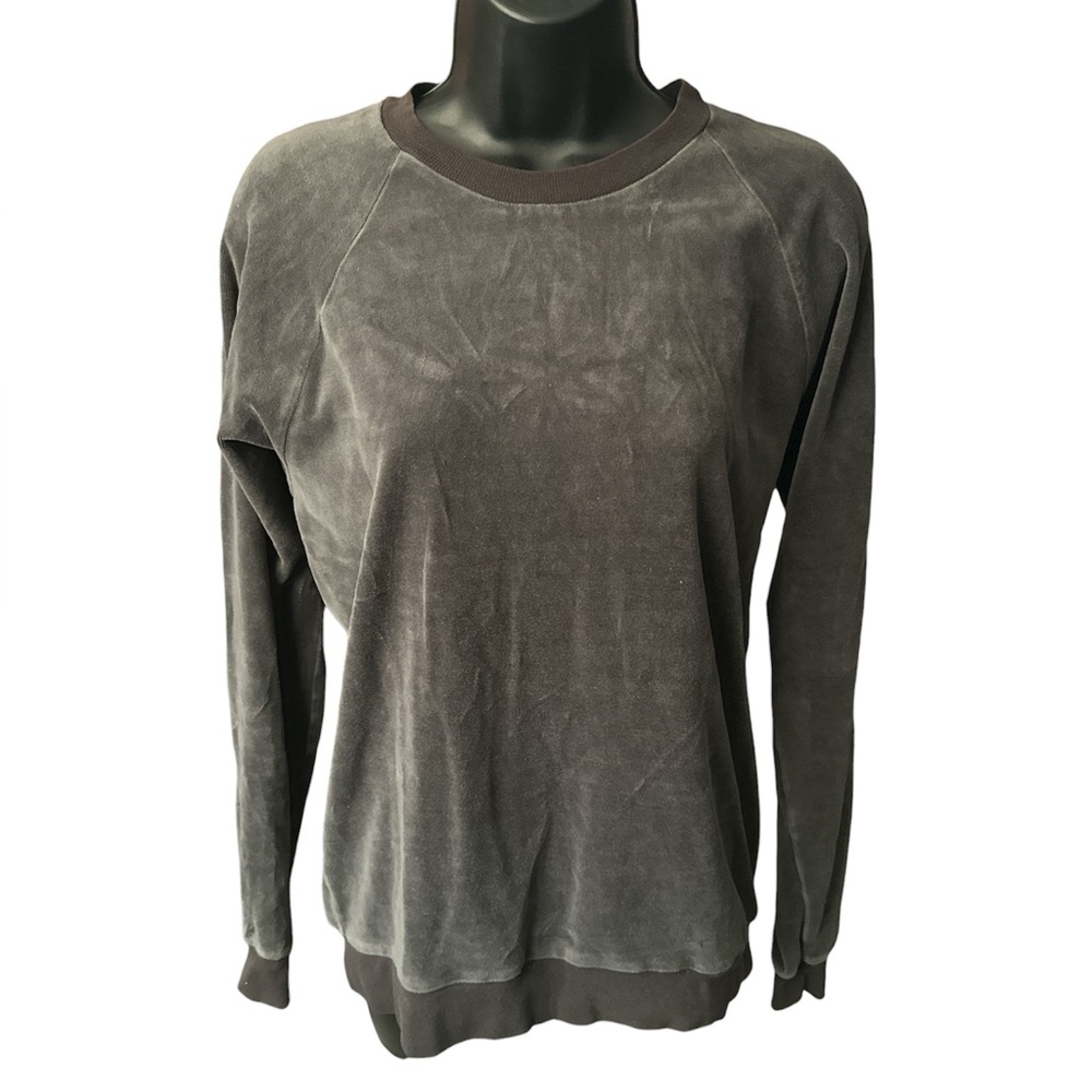 AMERICAN APPAREL Women’s Gray Velvet Crewneck Sweater